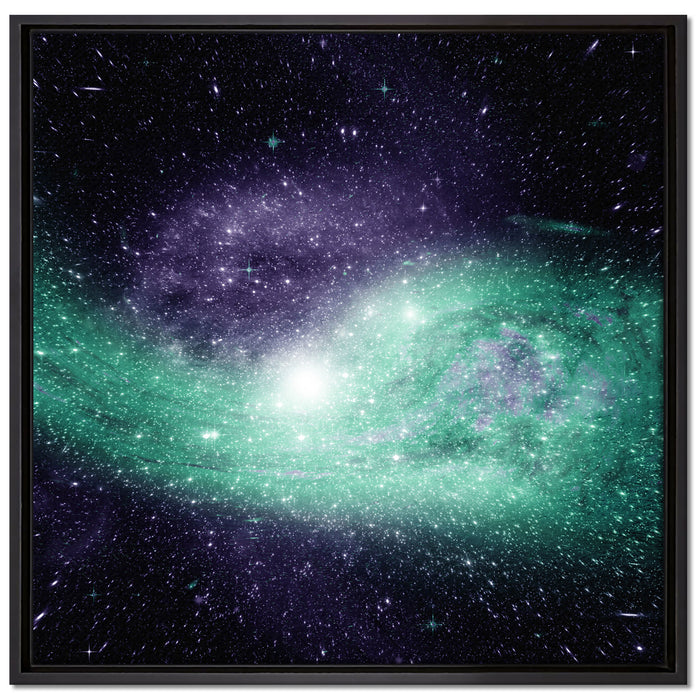 ferne Galaxie im Sternenstaub auf Leinwandbild Quadratisch gerahmt Größe 70x70