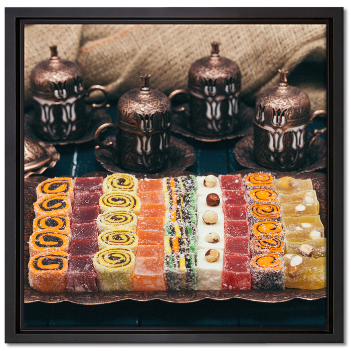 traditionelle türkische Desserts auf Leinwandbild Quadratisch gerahmt Größe 40x40