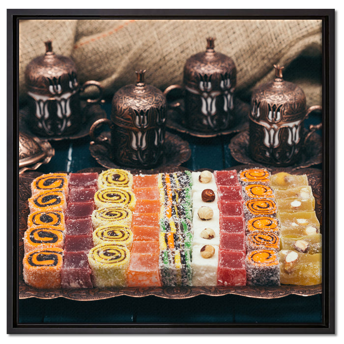 traditionelle türkische Desserts auf Leinwandbild Quadratisch gerahmt Größe 60x60