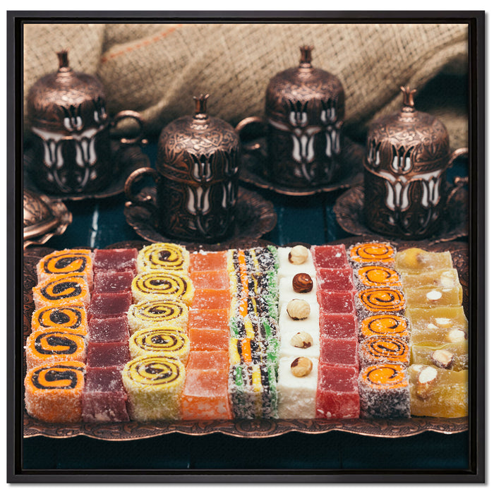 traditionelle türkische Desserts auf Leinwandbild Quadratisch gerahmt Größe 70x70