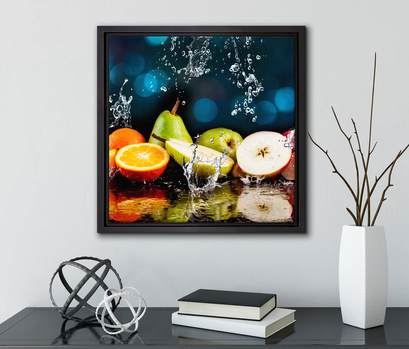 Früchte im Wasser  auf Leinwandbild Quadratisch gerahmt mit Kirschblüten