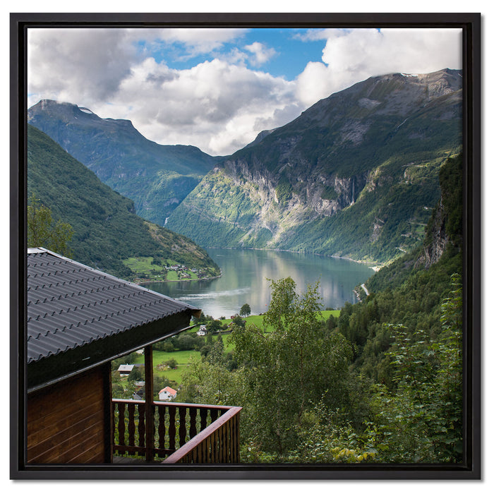 Hütte in schöner Umgebung auf Leinwandbild Quadratisch gerahmt Größe 60x60