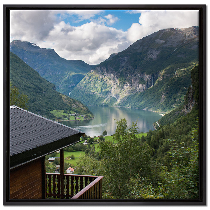 Hütte in schöner Umgebung auf Leinwandbild Quadratisch gerahmt Größe 70x70
