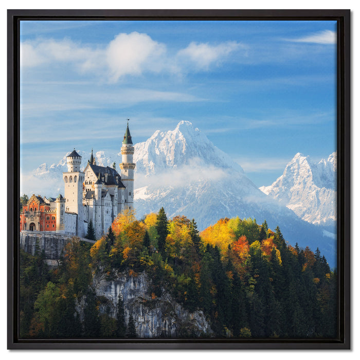 Schloss Neuschwanstein Herbst auf Leinwandbild Quadratisch gerahmt Größe 60x60