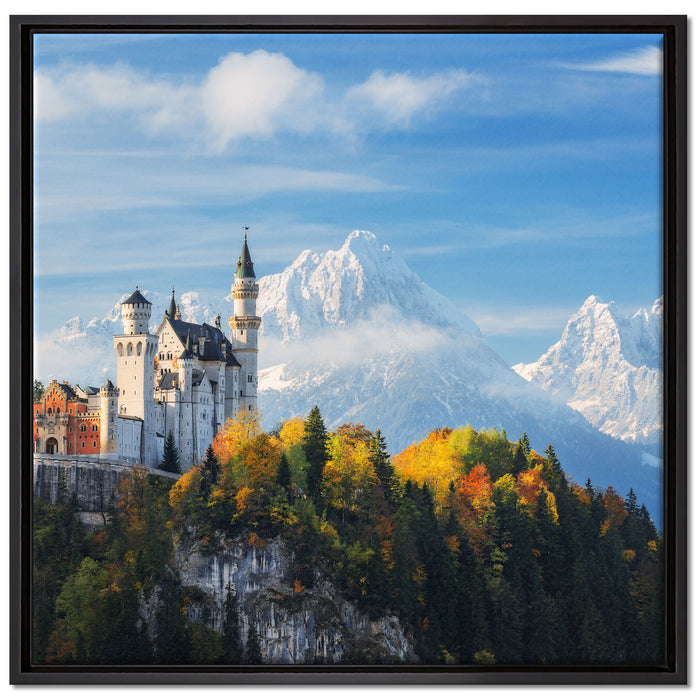 Schloss Neuschwanstein Herbst auf Leinwandbild Quadratisch gerahmt Größe 70x70