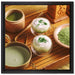 schön dekorierter Matcha Tee auf Leinwandbild Quadratisch gerahmt Größe 40x40