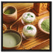 schön dekorierter Matcha Tee auf Leinwandbild Quadratisch gerahmt Größe 60x60
