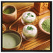 schön dekorierter Matcha Tee auf Leinwandbild Quadratisch gerahmt Größe 70x70