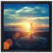 Yoga Silhouette am Strand auf Leinwandbild Quadratisch gerahmt Größe 40x40