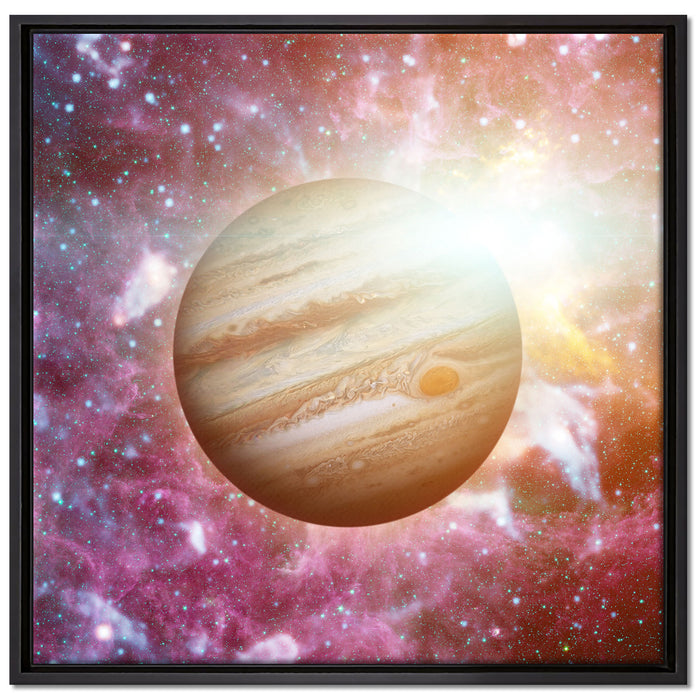 Planet Jupiter im Universum auf Leinwandbild Quadratisch gerahmt Größe 70x70