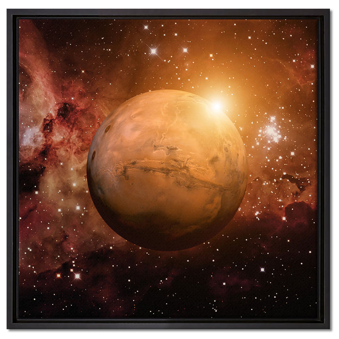 Planet Mars im Universum auf Leinwandbild Quadratisch gerahmt Größe 60x60