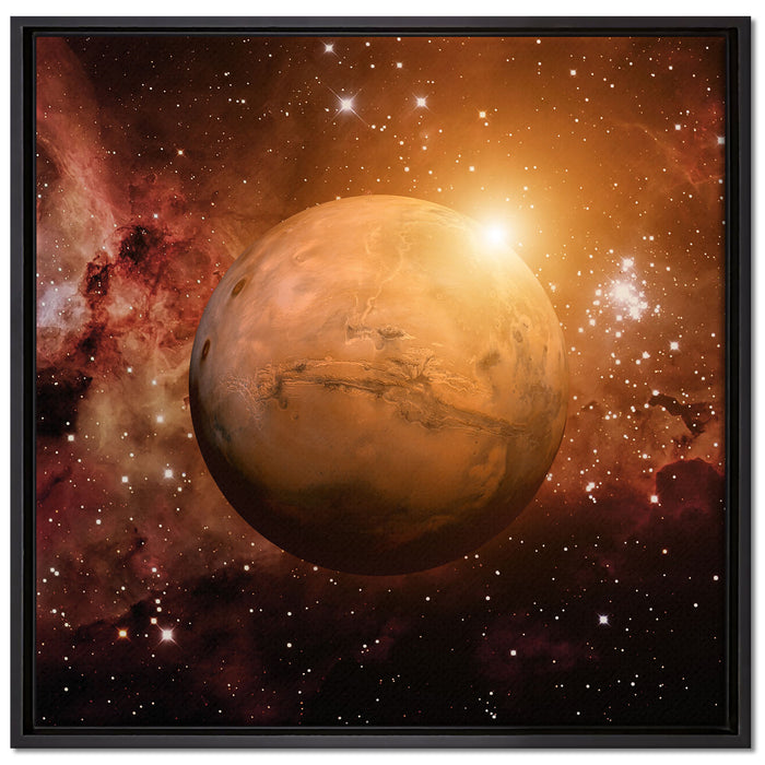 Planet Mars im Universum auf Leinwandbild Quadratisch gerahmt Größe 70x70