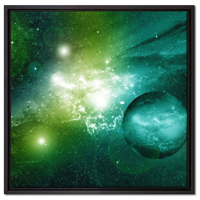 Sternenstaub Gasnebel Galaxie auf Leinwandbild Quadratisch gerahmt Größe 60x60