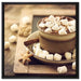 Kakaogetränk mit Marshmallows auf Leinwandbild Quadratisch gerahmt Größe 60x60