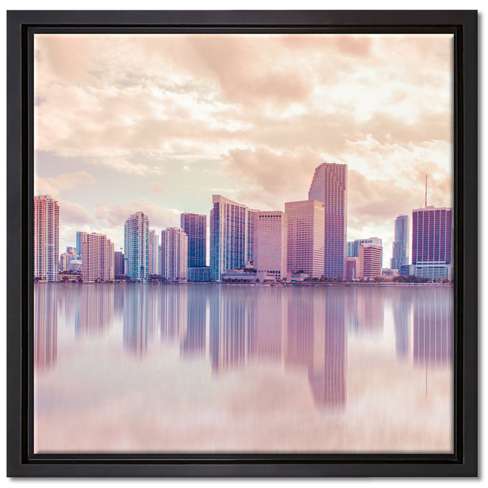 Miami Florida Skyline auf Leinwandbild Quadratisch gerahmt Größe 40x40