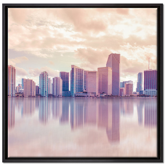 Miami Florida Skyline auf Leinwandbild Quadratisch gerahmt Größe 70x70