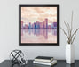 Miami Florida Skyline  auf Leinwandbild Quadratisch gerahmt mit Kirschblüten