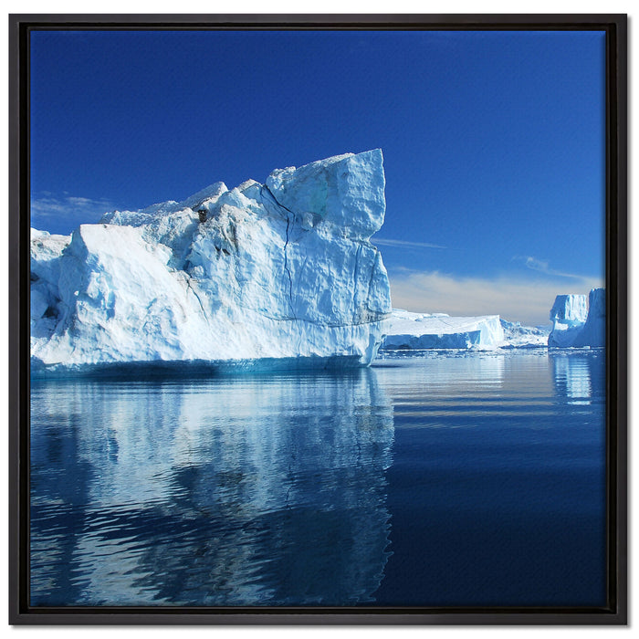 Eisberge Diskobucht Grönland auf Leinwandbild Quadratisch gerahmt Größe 70x70