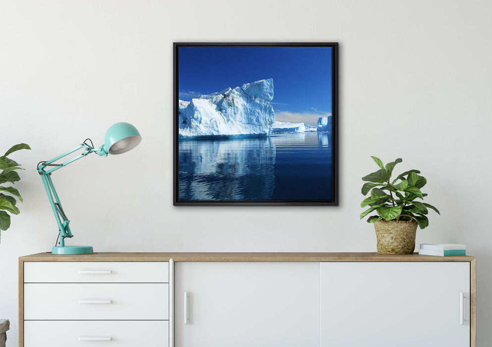 Eisberge Diskobucht Grönland auf Leinwandbild gerahmt Quadratisch verschiedene Größen im Wohnzimmer