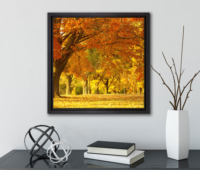 schöne Herbstlandschaft  auf Leinwandbild Quadratisch gerahmt mit Kirschblüten