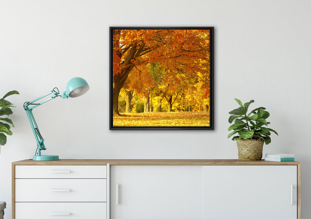 schöne Herbstlandschaft auf Leinwandbild gerahmt Quadratisch verschiedene Größen im Wohnzimmer