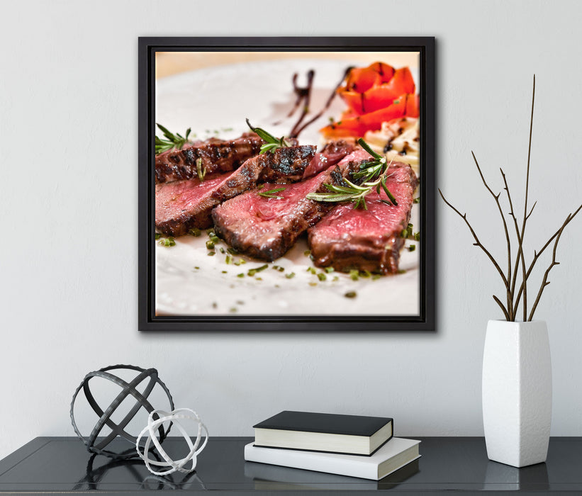 saftiges Carpaccio  auf Leinwandbild Quadratisch gerahmt mit Kirschblüten