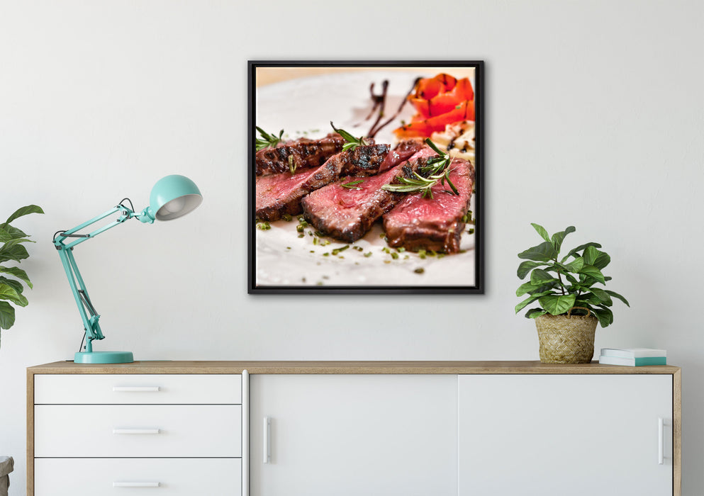 saftiges Carpaccio auf Leinwandbild gerahmt Quadratisch verschiedene Größen im Wohnzimmer
