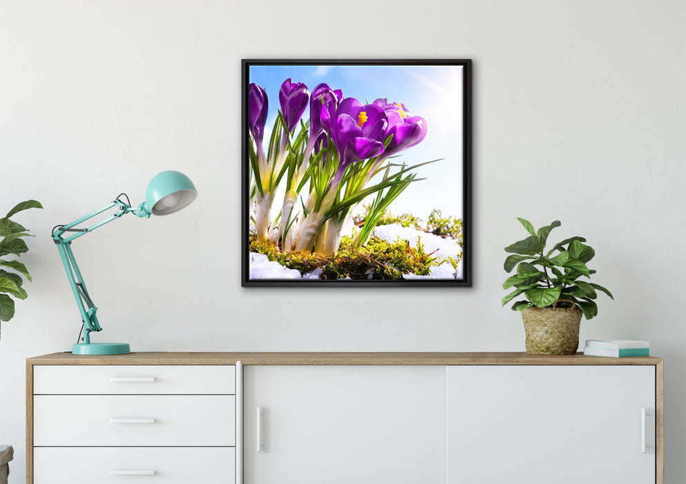 Kunst Frühling flower Hintergrund auf Leinwandbild gerahmt Quadratisch verschiedene Größen im Wohnzimmer