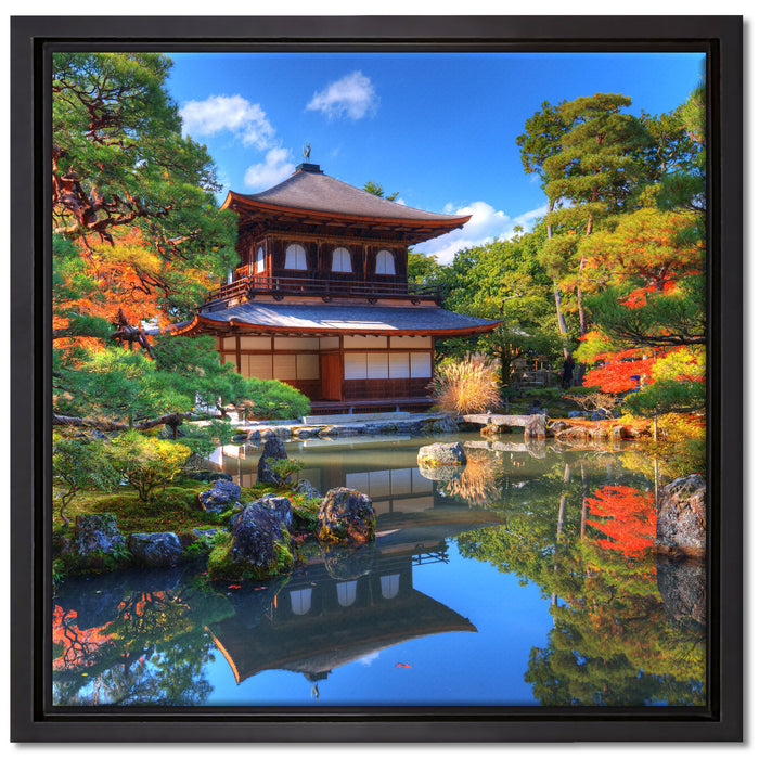 Ginkaku-ji-Tempel in Kyoto auf Leinwandbild Quadratisch gerahmt Größe 40x40