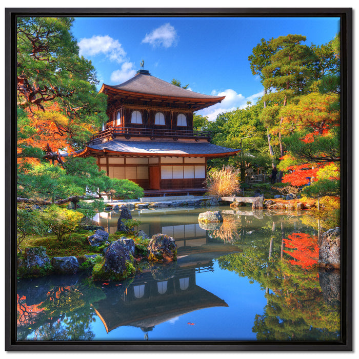 Ginkaku-ji-Tempel in Kyoto auf Leinwandbild Quadratisch gerahmt Größe 70x70