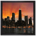 Chicago-Wolkenkratzer-Silhouette auf Leinwandbild Quadratisch gerahmt Größe 40x40