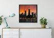Chicago-Wolkenkratzer-Silhouette auf Leinwandbild gerahmt Quadratisch verschiedene Größen im Wohnzimmer
