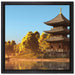 asiatischer Tempel an See auf Leinwandbild Quadratisch gerahmt Größe 40x40
