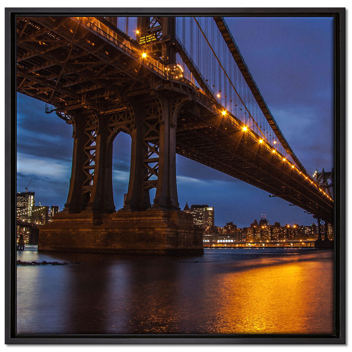 Manhatten Brücke New York auf Leinwandbild Quadratisch gerahmt Größe 70x70