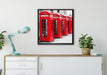 rote Londoner Telefonzellen auf Leinwandbild gerahmt Quadratisch verschiedene Größen im Wohnzimmer