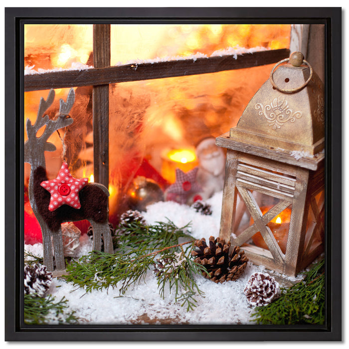 weihnachtlich Fensterbrett auf Leinwandbild Quadratisch gerahmt Größe 40x40