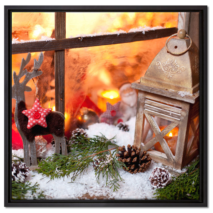 weihnachtlich Fensterbrett auf Leinwandbild Quadratisch gerahmt Größe 60x60