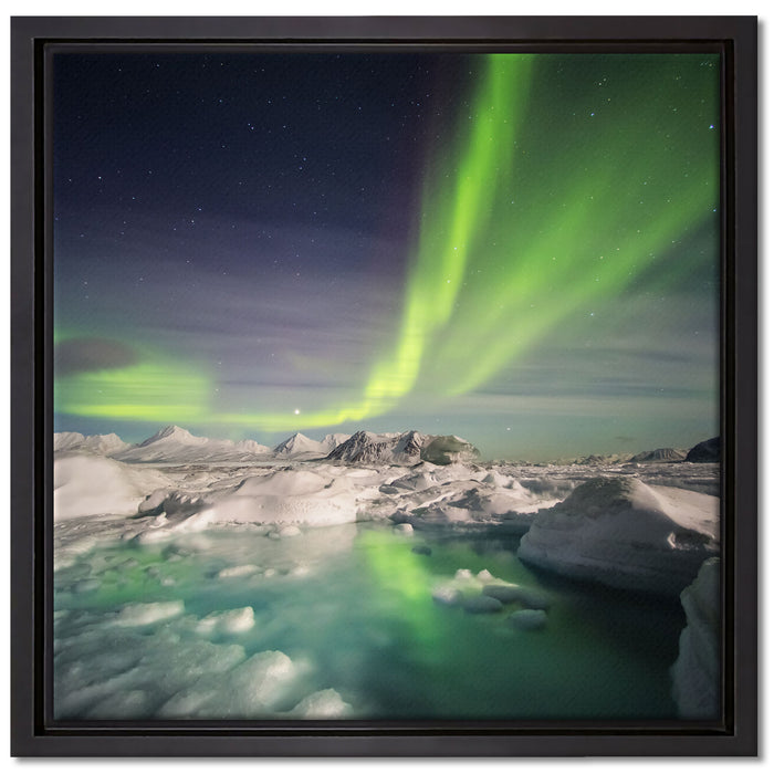 gewaltiges Polarlicht auf Leinwandbild Quadratisch gerahmt Größe 40x40