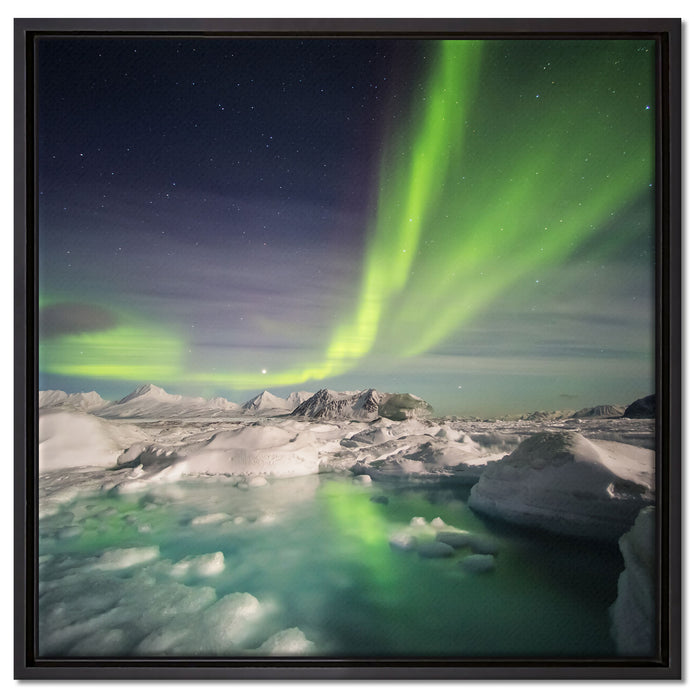 gewaltiges Polarlicht auf Leinwandbild Quadratisch gerahmt Größe 60x60