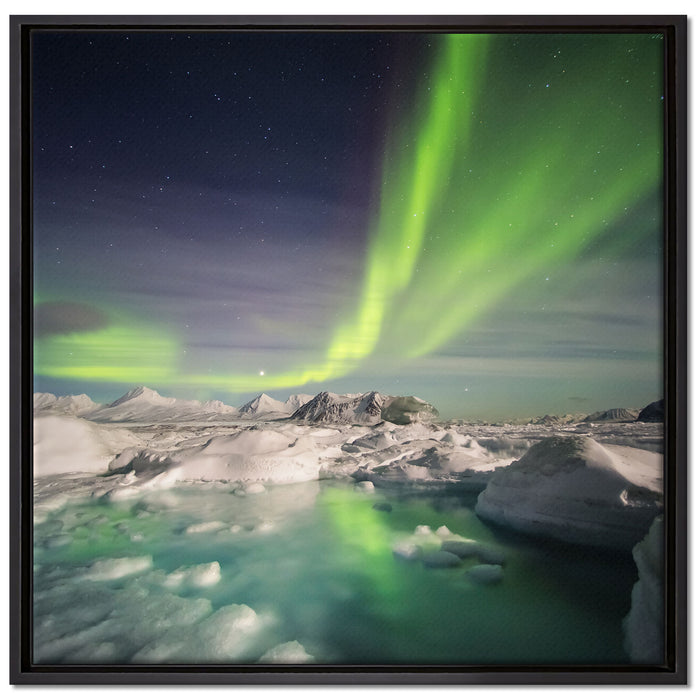 gewaltiges Polarlicht auf Leinwandbild Quadratisch gerahmt Größe 70x70