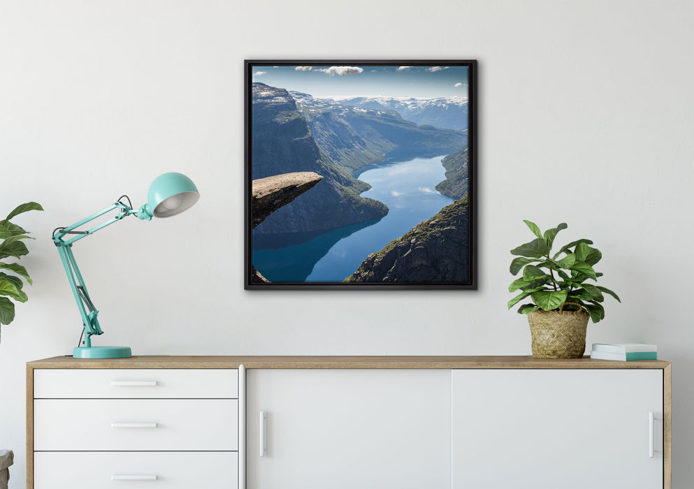 Blick auf wunderschönes Tal auf Leinwandbild gerahmt Quadratisch verschiedene Größen im Wohnzimmer