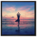 Yoga am Strand auf Leinwandbild Quadratisch gerahmt Größe 60x60