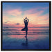 Yoga am Strand auf Leinwandbild Quadratisch gerahmt Größe 70x70