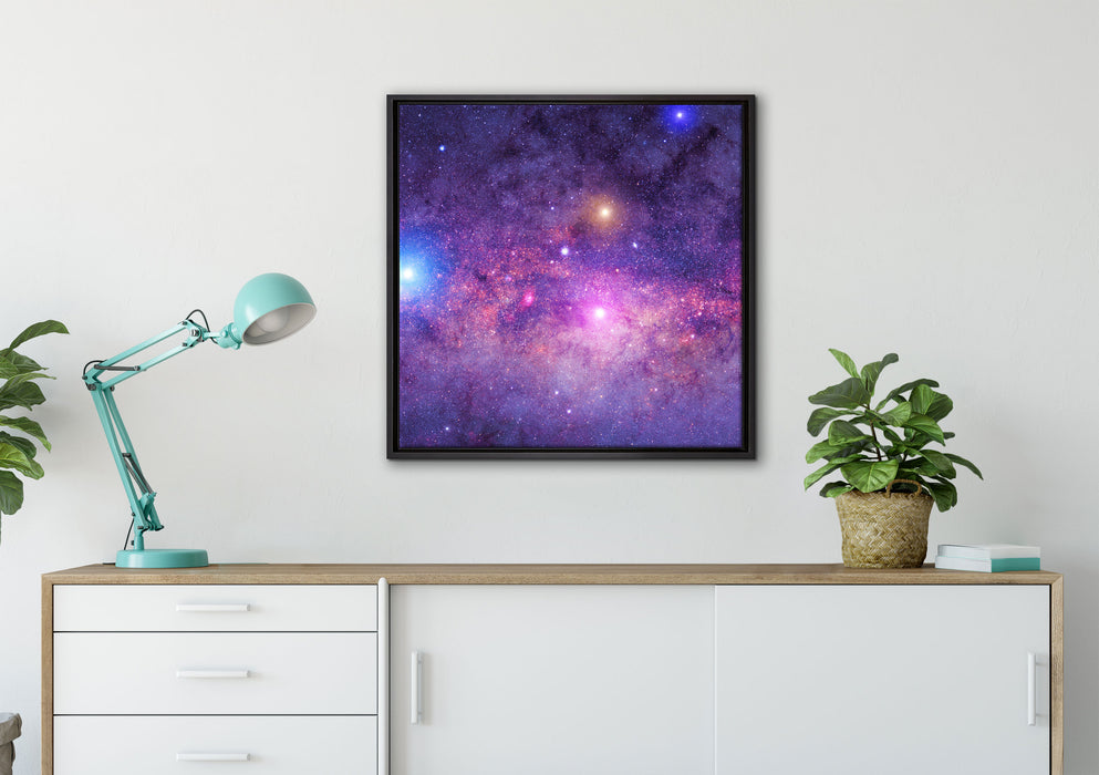 wunderbarer Blick in das Universum auf Leinwandbild gerahmt Quadratisch verschiedene Größen im Wohnzimmer