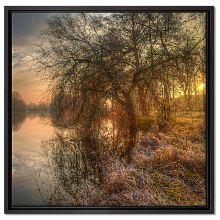 Landschaft im Morgengrauen auf Leinwandbild Quadratisch gerahmt Größe 60x60