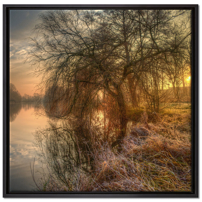 Landschaft im Morgengrauen auf Leinwandbild Quadratisch gerahmt Größe 70x70