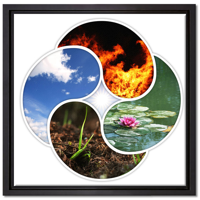 Die vier Elemente auf Leinwandbild Quadratisch gerahmt Größe 40x40