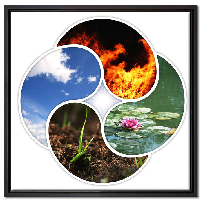 Die vier Elemente auf Leinwandbild Quadratisch gerahmt Größe 60x60