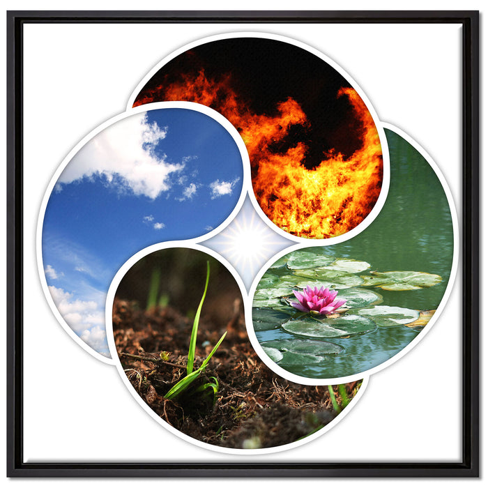 Die vier Elemente auf Leinwandbild Quadratisch gerahmt Größe 70x70