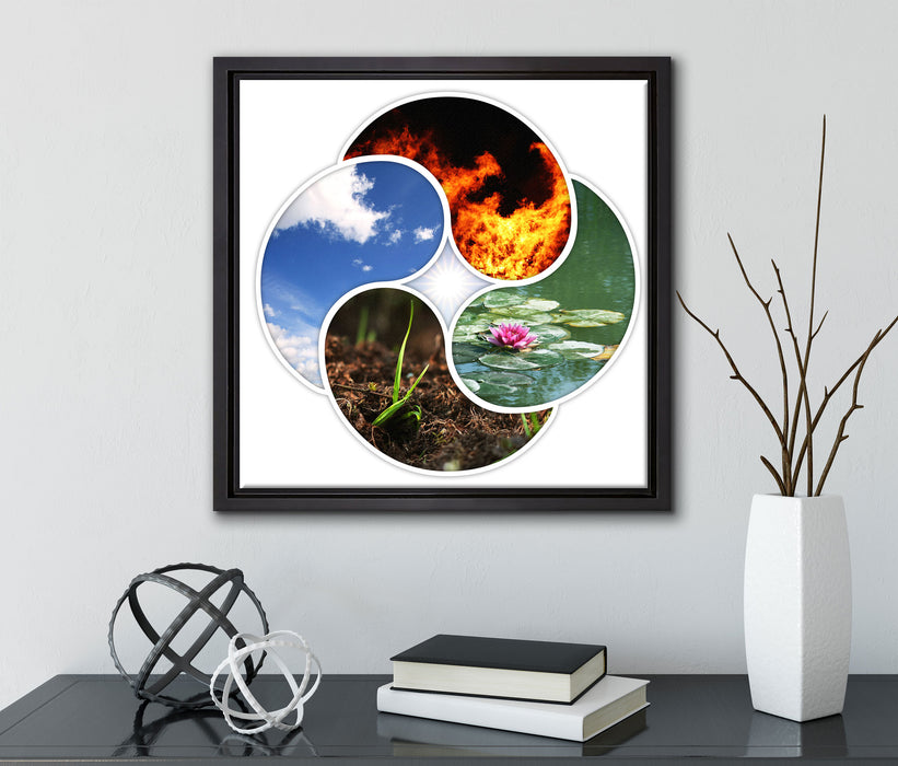 Die vier Elemente  auf Leinwandbild Quadratisch gerahmt mit Kirschblüten